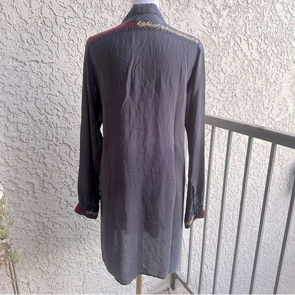 JOHNNY WAS Embroidered Tunic Button Down Multicolor Boho Collard Shirt Dress XS - Picture 3 of 9